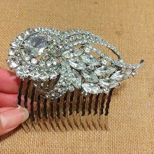 Swarovski elements crystal ornate large bridal hair comb NWT